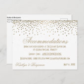 Gold Confetti op White Wedding Accommodatie Pos Briefkaart (Voorkant / Achterkant)