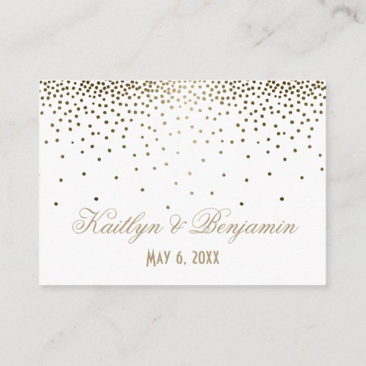 Gold Confetti op White Wedding Accommodding Cards Informatiekaartje (Achterkant)