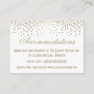 Gold Confetti op White Wedding Accommodding Cards Informatiekaartje