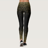 Gold Confetti op zwart Leggings (Achterkant)