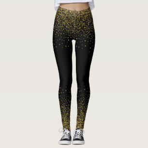 Gold Confetti op zwart Leggings
