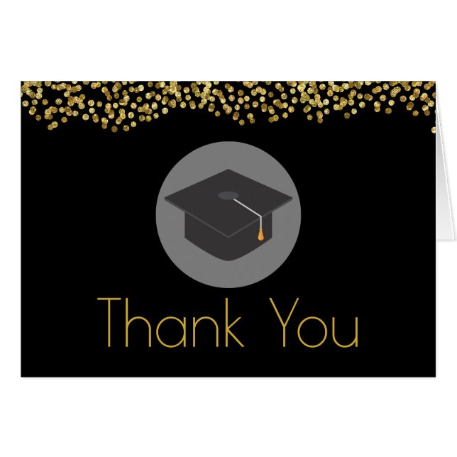 Gold Confetti op zwart met Bedankt voor de klepdop (Voorkant Horizontaal)