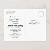 Gold-Confetti op zwart met Graduy Cap Party Uitnodiging Briefkaart (Achterkant)