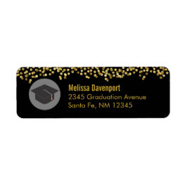 Gold Confetti op zwart met grijpkap Etiket