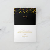 Gold Confetti op zwart-wit huwelijk Bedankkaart (Binnen)