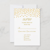 Gold Confetti op zwart-wit huwelijk RSVP Kaartje (Voorkant)