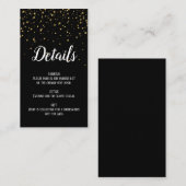 Gold Confetti op zwarte bachelorette — Details-kaa Informatiekaartje (Voorkant / Achterkant)