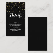 Gold Confetti op zwarte details Nieuw jaar invoege Informatiekaartje (Voorkant / Achterkant)