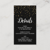 Gold Confetti op zwarte insteekkaart Informatiekaartje (Voorkant)
