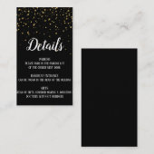 Gold Confetti op zwarte insteekkaart Informatiekaartje (Voorkant / Achterkant)