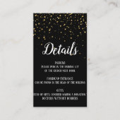 Gold Confetti op zwarte insteekkaart Informatiekaartje (Voorkant)