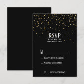 Gold Confetti op zwarte RSVP-kaart RSVP Kaartje (Voorkant / Achterkant)