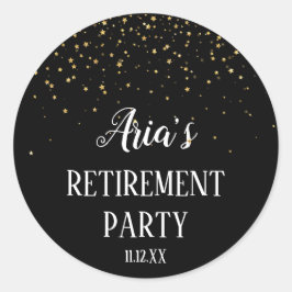 Gold Confetti op zwarte tredingenvelop Ronde Sticker