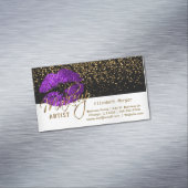 Gold Confetti & Paarse lips - Makeup artiest Magnetisch Visitekaartje (Voorbeeld)