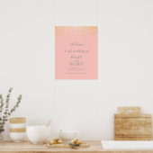 Gold Confetti Particles Blush Weddenschap Welcome  Poster (Keuken)