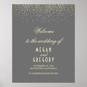 Gold Confetti Particles Weddenschap Welkom Poster