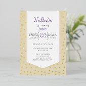 Gold confetti pastel gele verjaardagsdag briefkaar folie uitnodiging (Staand Voorkant)