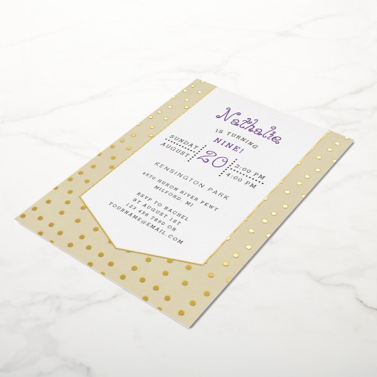 Gold confetti pastel gele verjaardagsdag briefkaar folie uitnodiging (Gedraaid)