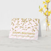 Gold Confetti Pink Granddaughter Birthday Card Kaart (Gele Bloem)