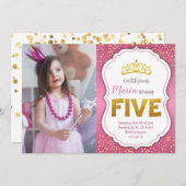 Gold Confetti Princess 5e verjaardag Kaart (Voorkant / Achterkant)