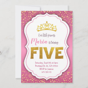 Gold Confetti Princess 5e verjaardag Kaart