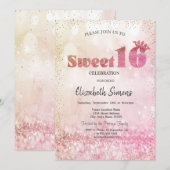 Gold Confetti Princess Bokeh Sweet 16 Kaart (Voorkant / Achterkant)