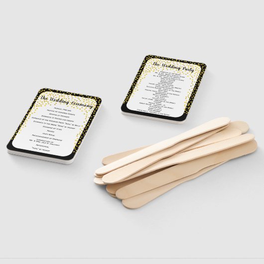 Gold Confetti Program Fan Aangepaste kleur getoond Handwaaier (Niet-gemonteerd)