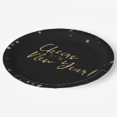 Gold Confetti Proost op het nieuwe jaar Papieren Bordje (Gekanteld)