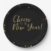 Gold Confetti Proost op het nieuwe jaar Papieren Bordje (Voorkant)
