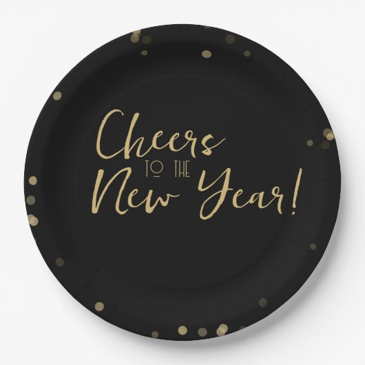 Gold Confetti Proost op het nieuwe jaar Papieren Bordje (Voorkant)