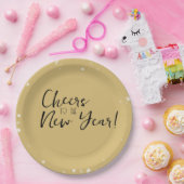 Gold Confetti Proost op het nieuwe jaar Papieren Bordje (Feest)