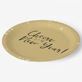 Gold Confetti Proost op het nieuwe jaar Papieren Bordje (Gekanteld)