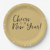 Gold Confetti Proost op het nieuwe jaar Papieren Bordje (Voorkant)