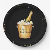 Gold Confetti Proost op het nieuwe jaar Papieren Bordje (Voorkant)