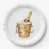 Gold Confetti Proost op het nieuwe jaar Papieren Bordje (Voorkant)