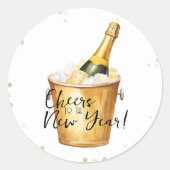 Gold Confetti Proost op het nieuwe jaar Ronde Sticker (Voorkant)