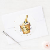 Gold Confetti Proost op het nieuwe jaar Ronde Sticker (Envelop)