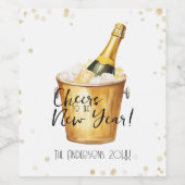 Gold Confetti Proost op het nieuwe jaar Wijn Etiket (Enkel label)