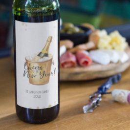 Gold Confetti Proost op het nieuwe jaar Wijn Etiket