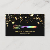 Gold Confetti Rainbow Whisk Pastry Chef Bakery Visitekaartje (Voorkant)