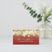 Gold Confetti Red Glamor Chic Visitekaartje (Staand voorkant)