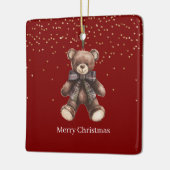 Gold Confetti Red Teddy Bear Christmas Keramisch Ornament (Links)