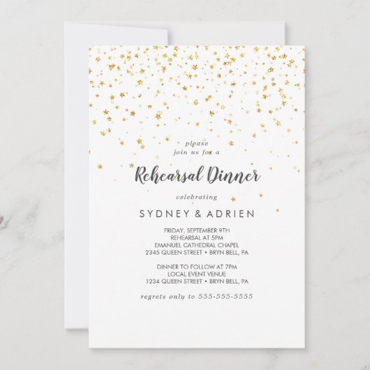 Gold Confetti repetitie - uitnodiging voor binnens (Voorkant)