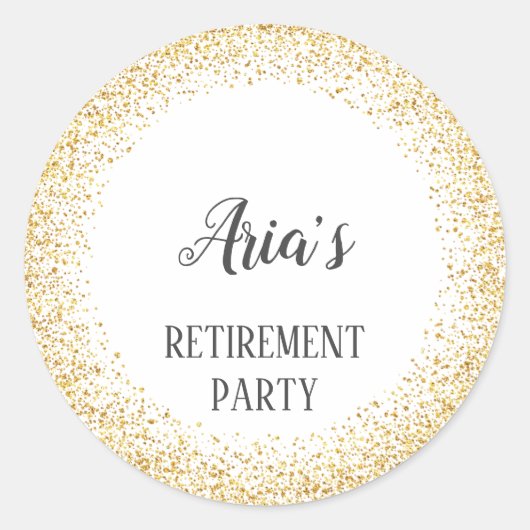 Gold Confetti Retirement Party Envelope Seals Ronde Sticker (Voorkant)