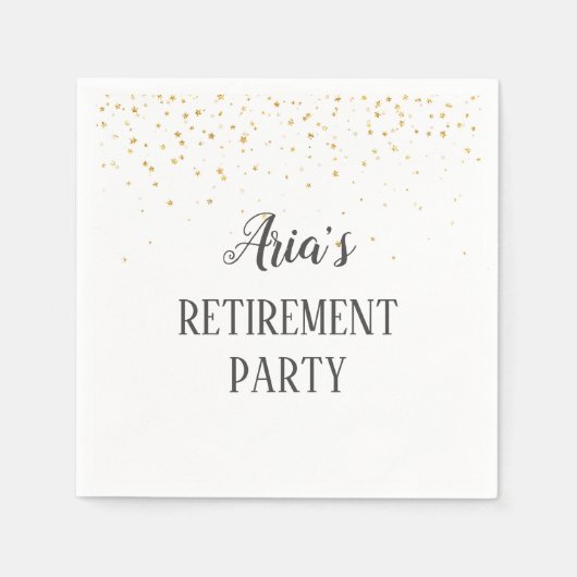 Gold Confetti Retirement Party Napkins Servet (Voorkant)