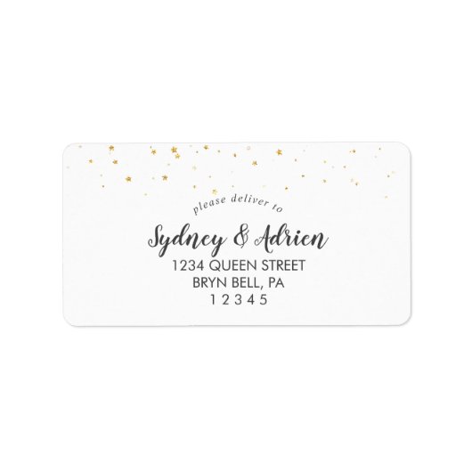 Gold Confetti Return-adreslabel Etiket (Voorkant)