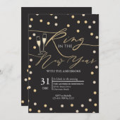 Gold Confetti Ring in nieuwjaarspartij Kaart (Voorkant / Achterkant)