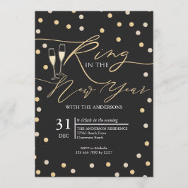 Gold Confetti Ring in nieuwjaarspartij Kaart