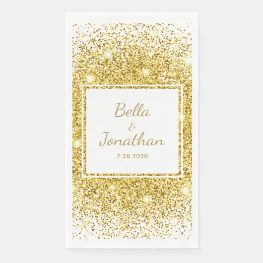 Gold Confetti Romantic Elegant Wedding Custom Servet (Voorkant)