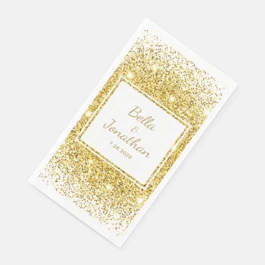 Gold Confetti Romantic Elegant Wedding Custom Servet (Hoek)